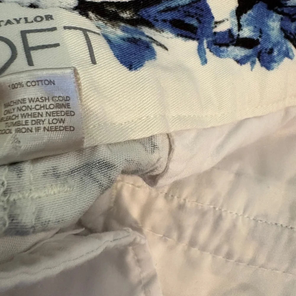 LOFT White Floral Print Shorts with Blue Accents - Picture 9 of 9